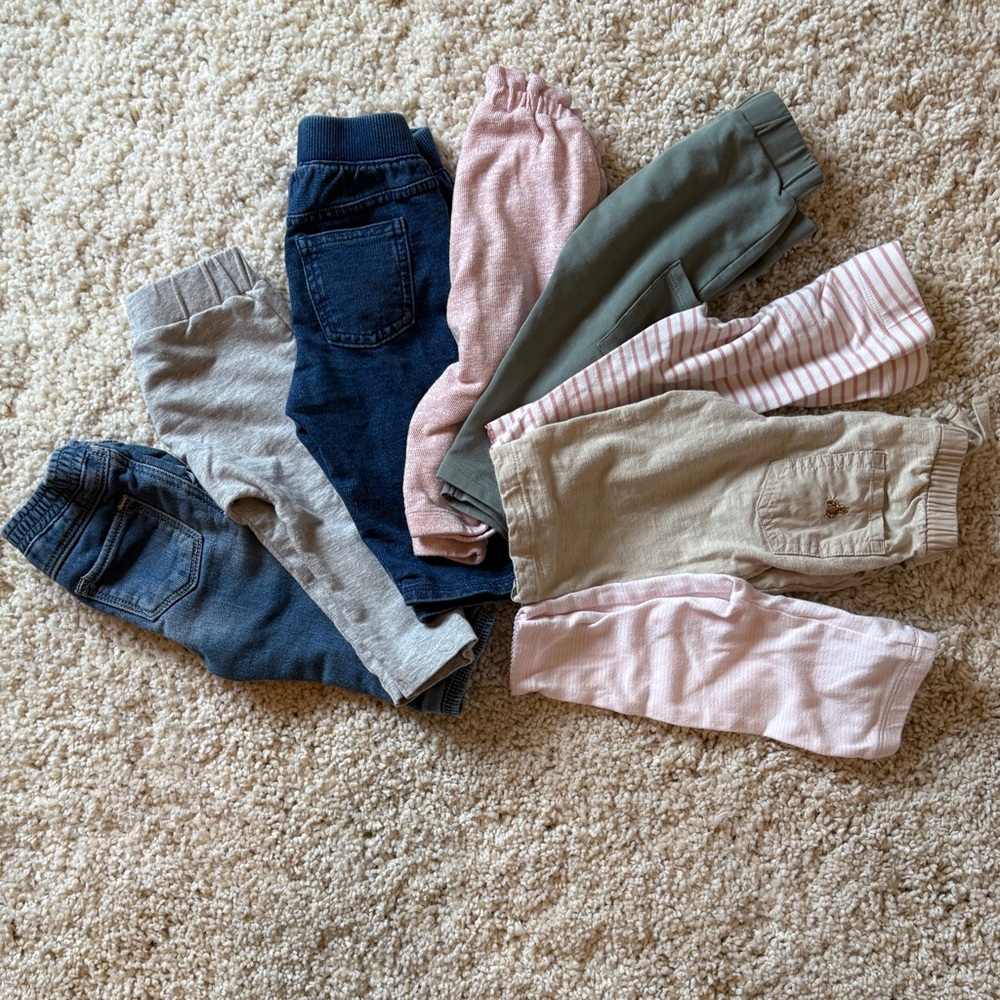 Carter's Gap Baby Boden Pants & Joggers Jeans Bundle Girl 6-12 Months